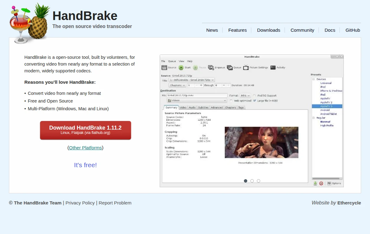 HandBrake 화면